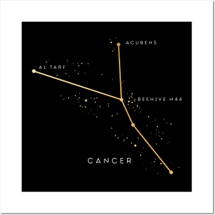 Gold Cancer Zodiac Constellation Posters and Art